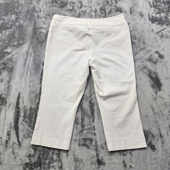 Alfani Pants Womens 14 White Stretch Cotton Mid Rise Capri Double Button Casual - Picture 3 of 11